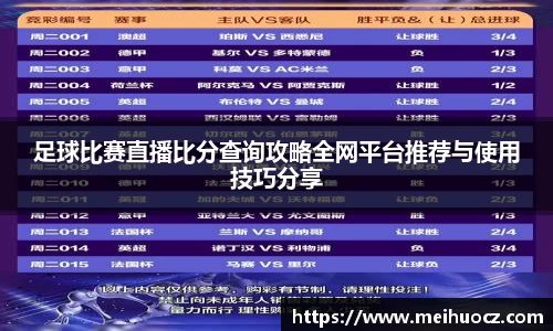 足球比赛直播比分查询攻略全网平台推荐与使用技巧分享